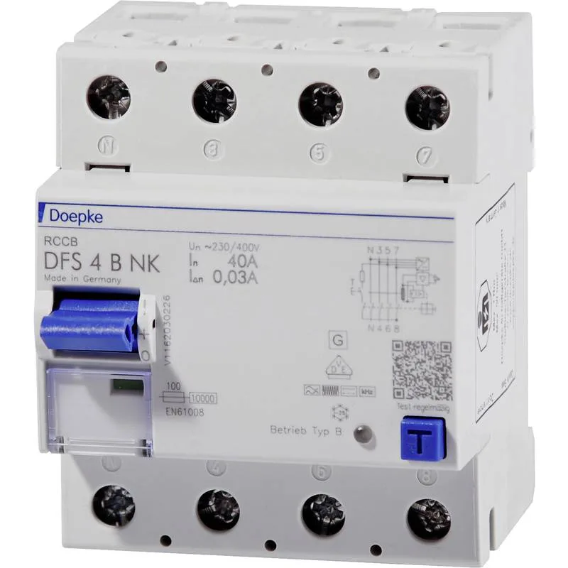 Fehlerstromschutzschalter Typ B, 30 mA, 4-polig — Doepke DFS 4 040-4/0,03-B