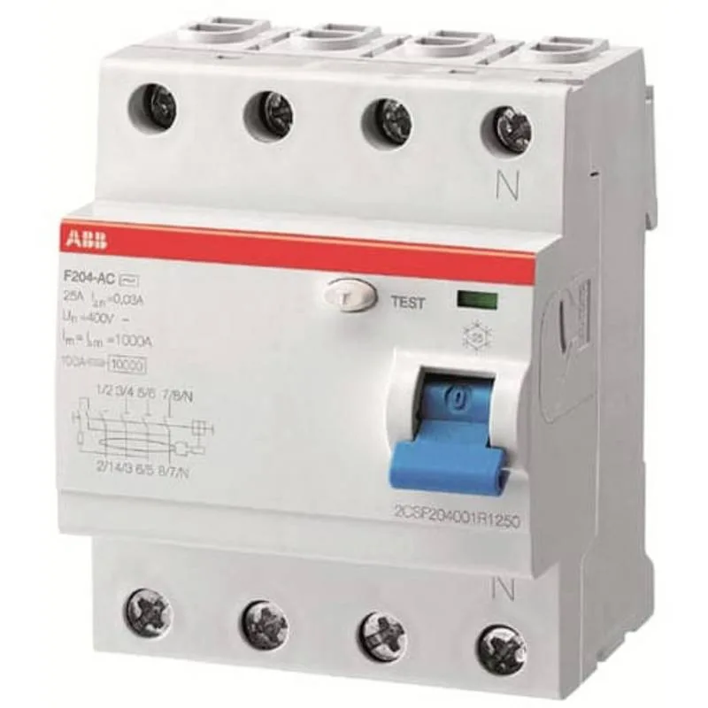 Fehlerstromschutzschalter Typ A, 30 mA, 4-polig — ABB F204A-40/0,03