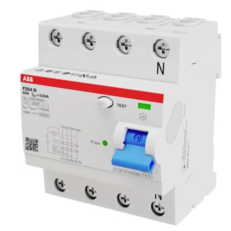 Fehlerstromschutzschalter Typ B, 300 mA, 4-polig — ABB F204B-63/0,3